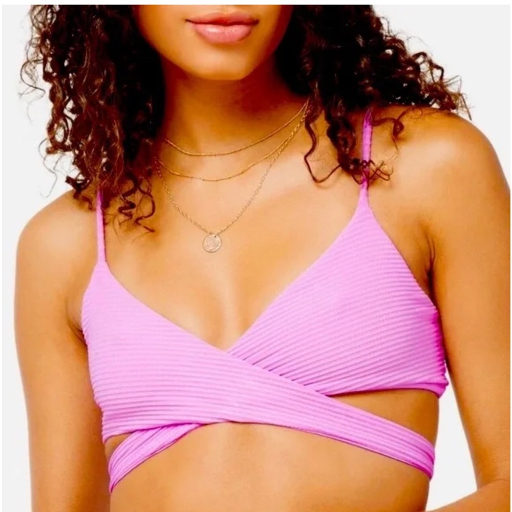 L*Space Chloe reversible blue color block wrap top bikini set - Picture 8 of 10